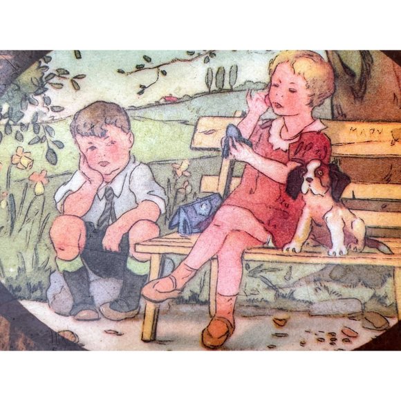 Vintage Wood Plaques Children With Puppy and Kittens - Picture 10 of 10